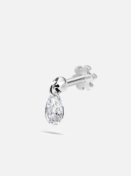 4mm Floating Pear Diamond Charm Threaded Stud Earring - Millo Jewelry