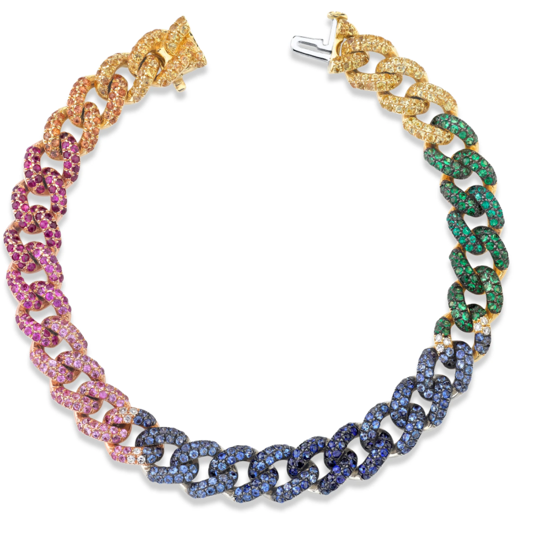 RAINBOW PAVE MEDIUM LINK BRACELET - Millo Jewelry