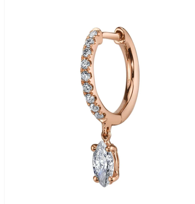 SINGLE DIAMOND HUGGIE WITH MARQUIS DIAMOND DROP - Millo Jewelry