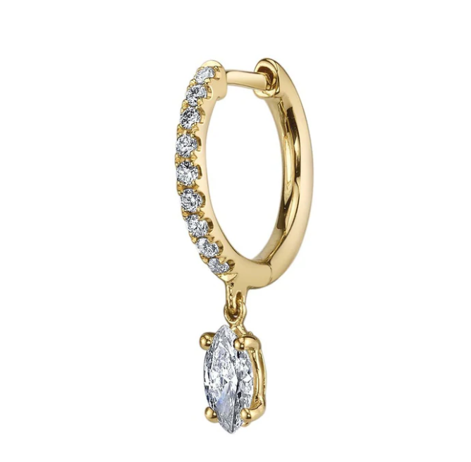 SINGLE DIAMOND HUGGIE WITH MARQUIS DIAMOND DROP - Millo Jewelry