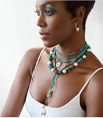 Load image into Gallery viewer, Turquoise and Pyrite Ombre Classic Gemstone Lariat - Millo Jewelry