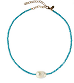 Load image into Gallery viewer, Turquoise Single Baroque Pearl Gemstone Necklace - Millo Jewelry