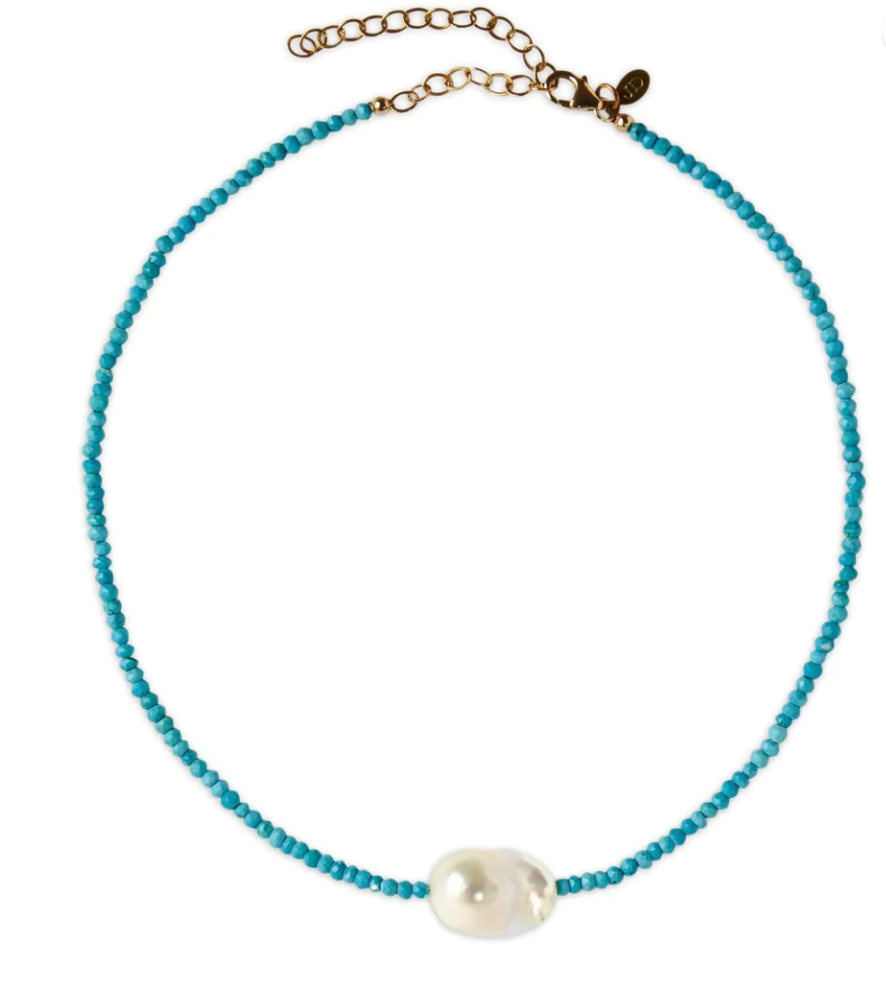 Turquoise Single Baroque Pearl Gemstone Necklace - Millo Jewelry