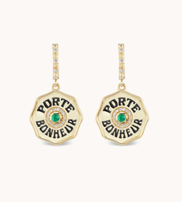 Mini Porte Bonheur Earrings Emerald - Millo Jewelry