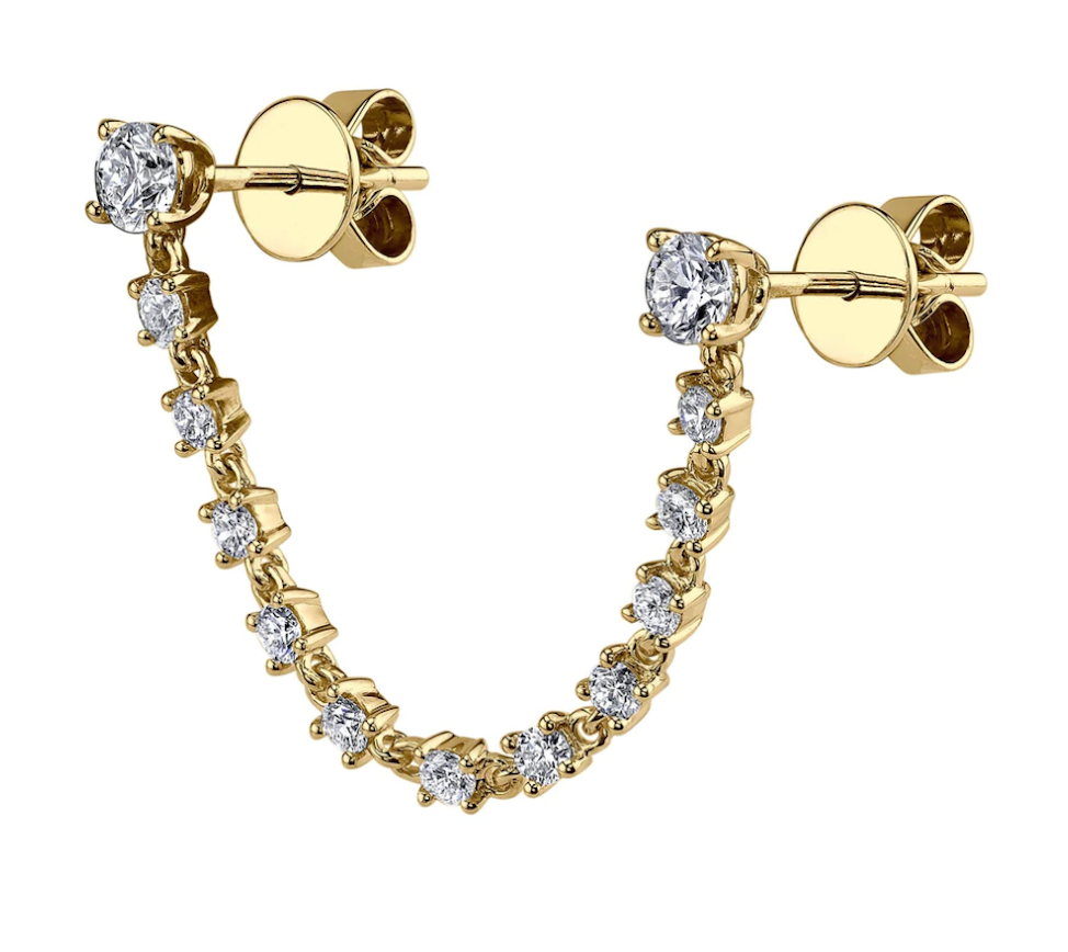 Double Piercing Diamond Loop Earring - Millo Jewelry