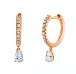 Load image into Gallery viewer, DIAMOND HUGGIES WITH PEAR DIAMOND DROP - Millo Jewelry