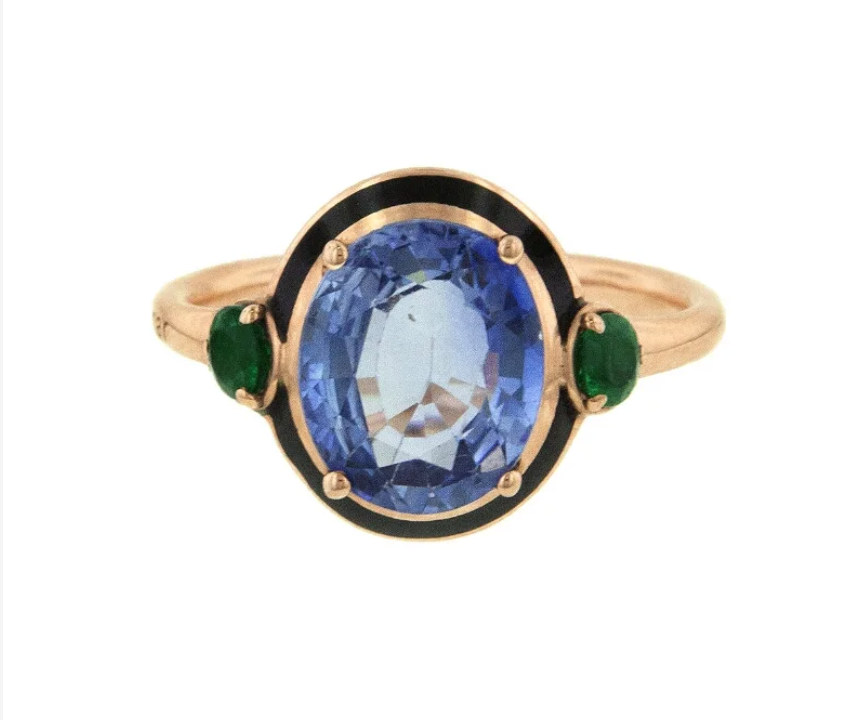 Blue Sapphire & Emerald Ring - Millo Jewelry