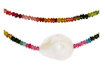 Load image into Gallery viewer, MULTI TOURMALINE SINGLE BAROQUE PEARL GEMSTONE NECKLACE - Millo Jewelry