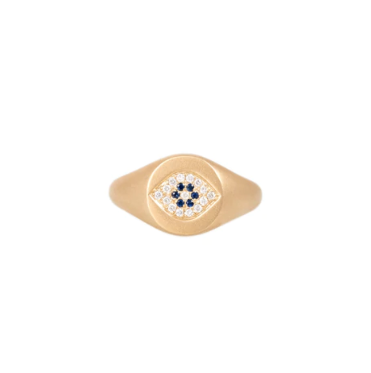 PAVE DIAMOND EVIL EYE SIGNET RING - Millo Jewelry