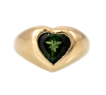 GREEN TOURMALINE HEART SIGNET RING - Millo Jewelry