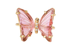 Load image into Gallery viewer, SMALL POINTED PINK TOURMALINE PAVE DIAMOND BUTTERFLY RING - Millo Jewelry