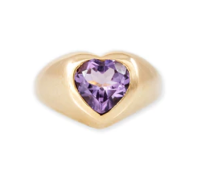 AMETHYST HEART SIGNET RING - Millo Jewelry