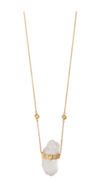 Load image into Gallery viewer, RAW CLEAR QUARTZ + MARQUISE DIAMOND PAVE CAP CRYSTAL NECKLACE - Millo Jewelry