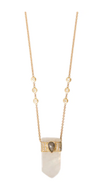 Load image into Gallery viewer, MOONSTONE POINTED + ROSE CUT DIAMOND PAVE CAP NECKLACE - Millo Jewelry
