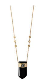 Load image into Gallery viewer, ONYX POINTED + ROSE CUT DIAMOND PAVE CAP NECKLACE - Millo Jewelry
