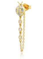 Load image into Gallery viewer, Diamond Ladybug Stud with Diamond Chain - Millo Jewelry