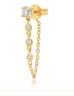 Load image into Gallery viewer, Single Diamond Stud with Diamond Chain - Millo Jewelry
