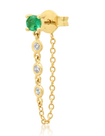 Load image into Gallery viewer, Single Emerald Stud with Diamond Chain - Millo Jewelry
