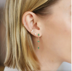 Load image into Gallery viewer, Emerald Baguette and Chain Drop Earrings - Millo Jewelry
