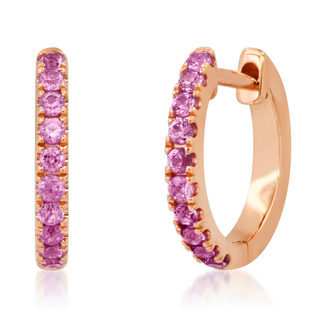 Standard Pink Sapphire Huggies - Millo Jewelry
