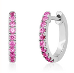 Load image into Gallery viewer, Standard Pink Sapphire Huggies - Millo Jewelry
