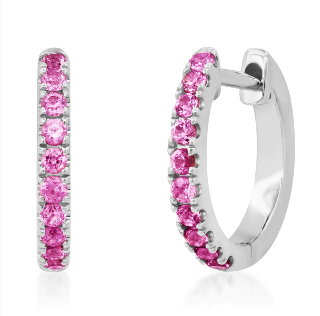 Standard Pink Sapphire Huggies - Millo Jewelry