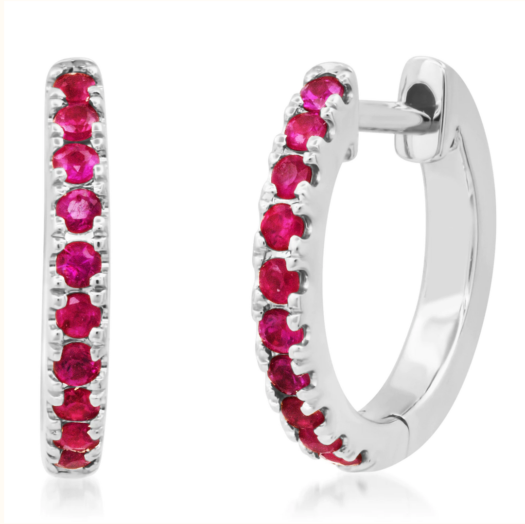 Standard Ruby Huggies - Millo Jewelry