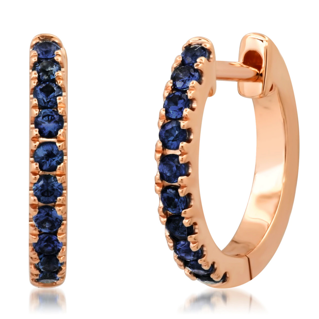 Standard Blue Sapphire Huggies - Millo Jewelry