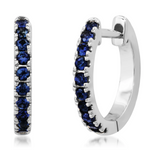 Load image into Gallery viewer, Standard Blue Sapphire Huggies - Millo Jewelry
