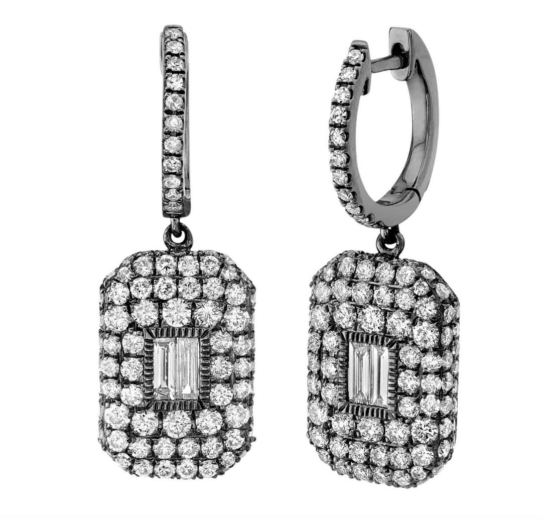 Pave Baguette Drop Earrings - Millo Jewelry
