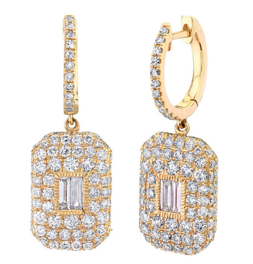Pave Baguette Drop Earrings - Millo Jewelry