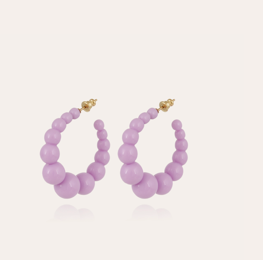 Andy hoop earrings small size acetate gold - Purple - Millo Jewelry
