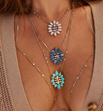 Load image into Gallery viewer, DIAMOND + TURQUOISE OPAL BLOSSOM NECKLACE - Millo Jewelry
