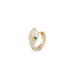 Load image into Gallery viewer, EMERALD EYES PAVE DIAMOND SNAKE MINI HOOP - Millo Jewelry
