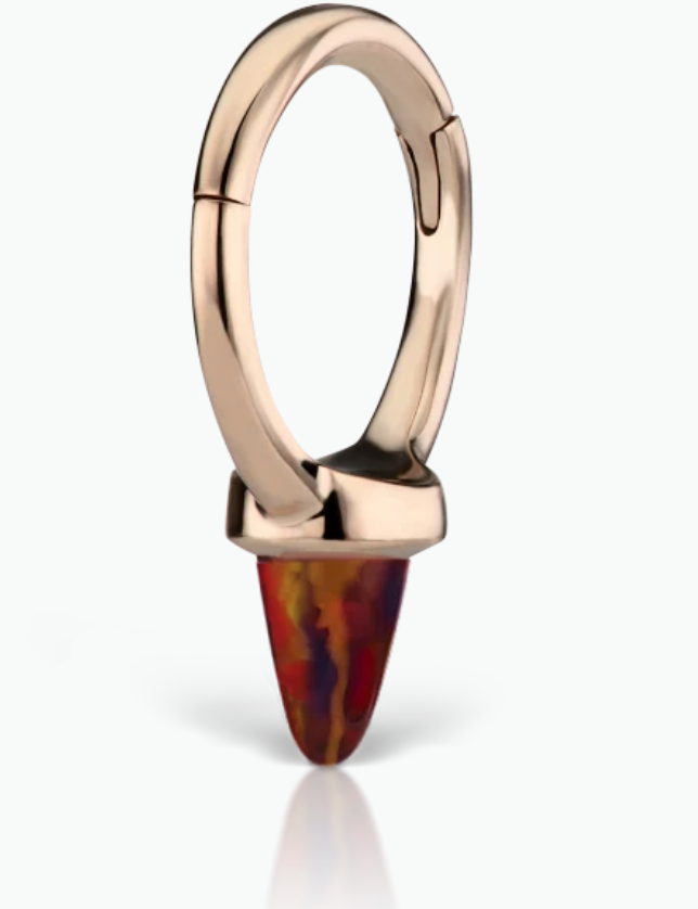 Single Short Black-Red Opal Spike Hoop Earring - Millo Jewelry