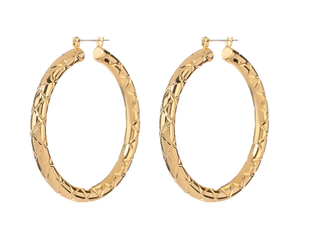 LUV AJ QUILTED AMALFI HOOPS - Millo Jewelry