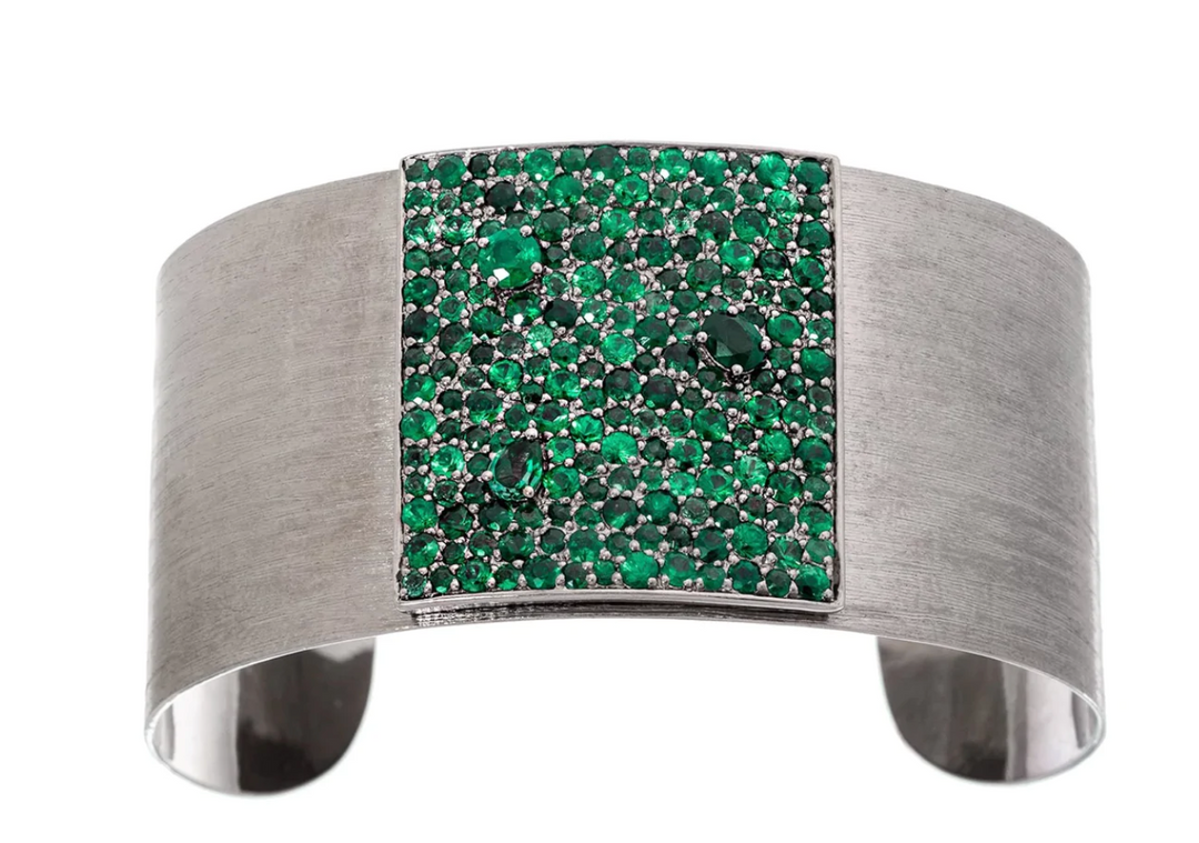 Stardust Cuff Silver Emerald - Millo Jewelry