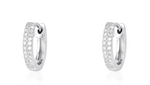 Load image into Gallery viewer, DIAMOND WHITE GOLD HUGGIE EARRINGS - Millo Jewelry
