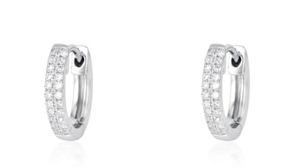 DIAMOND WHITE GOLD HUGGIE EARRINGS - Millo Jewelry