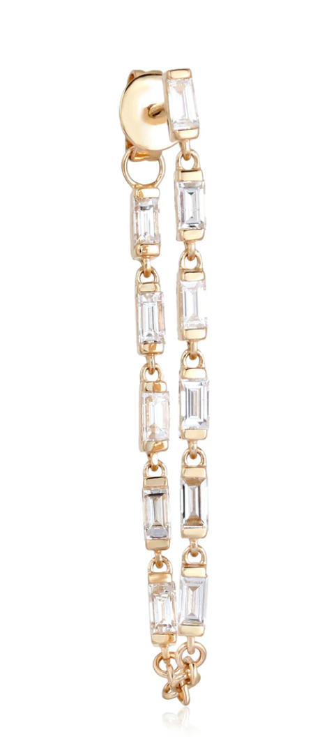 BAGUETTE DIAMOND DROP EARRINGS (SINGLE) - Millo Jewelry