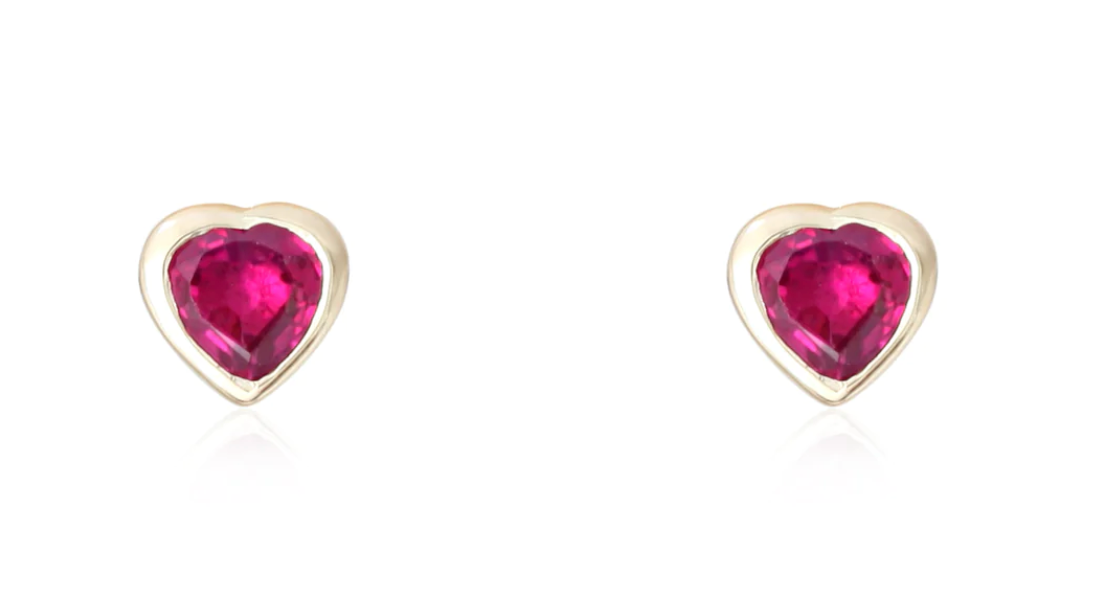 HEART CUT RUBY STUDS - Millo Jewelry