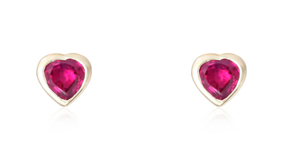HEART CUT RUBY STUDS - Millo Jewelry