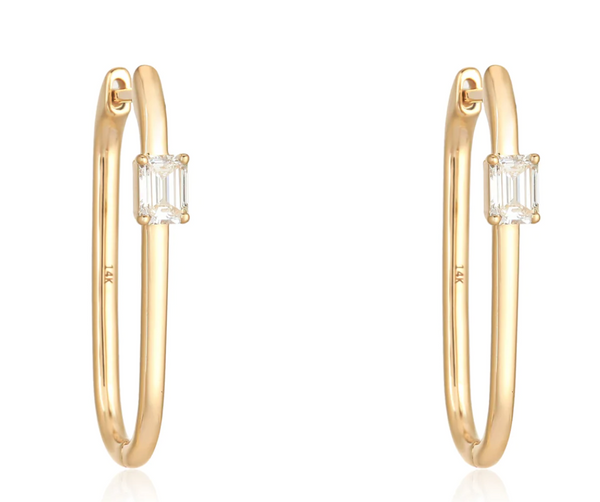 LONG OVAL FANCY DIAMOND EARRING - Millo Jewelry