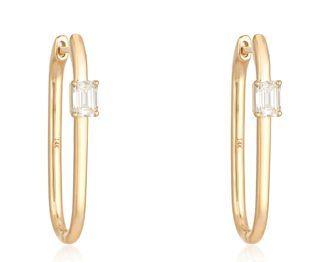 LONG OVAL FANCY DIAMOND EARRING - Millo Jewelry