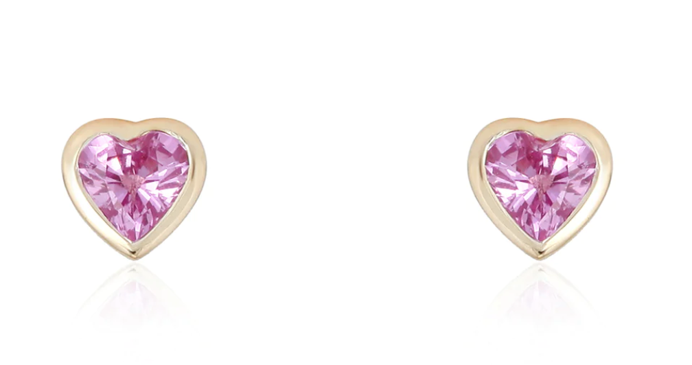 HEART CUT PINK SAPPHIRE STUDS - Millo Jewelry