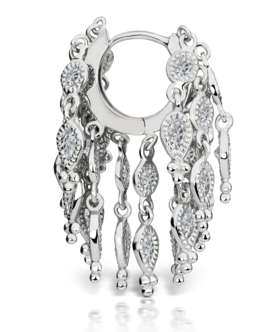 Diamond Tassel Eternity Hoop Earring - Millo Jewelry