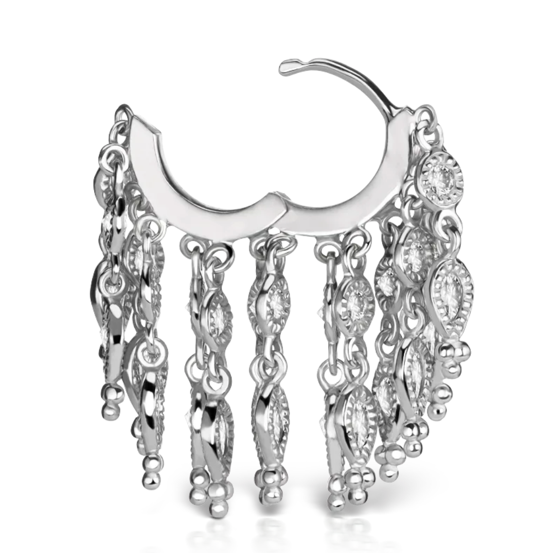 Diamond Tassel Eternity Hoop Earring - Millo Jewelry