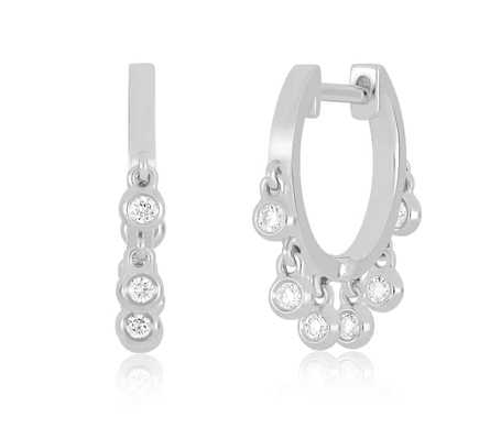 Diamond Bezel Shimmy Huggie Earring - Millo Jewelry