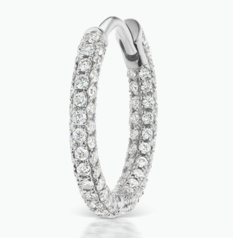Diamond Five Row Pavé Hoop Earring (Bottom Hinge) - Millo Jewelry