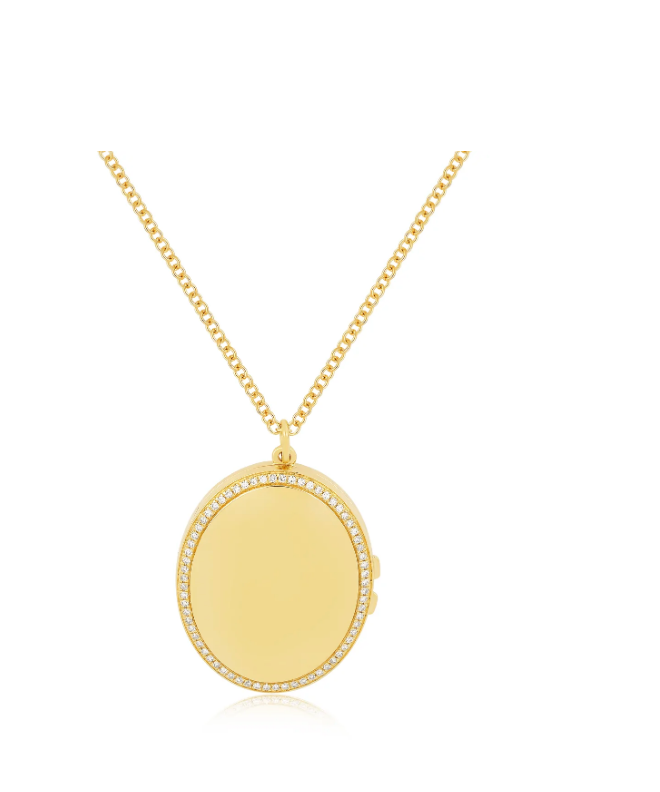 GOLD AND DIAMOND OVAL LOCKET NECKLACE - Millo Jewelry